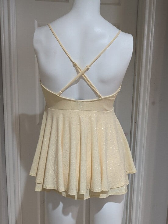 Windsor Pale Yellow Sparkle Cowl Strap Top Women's Medium