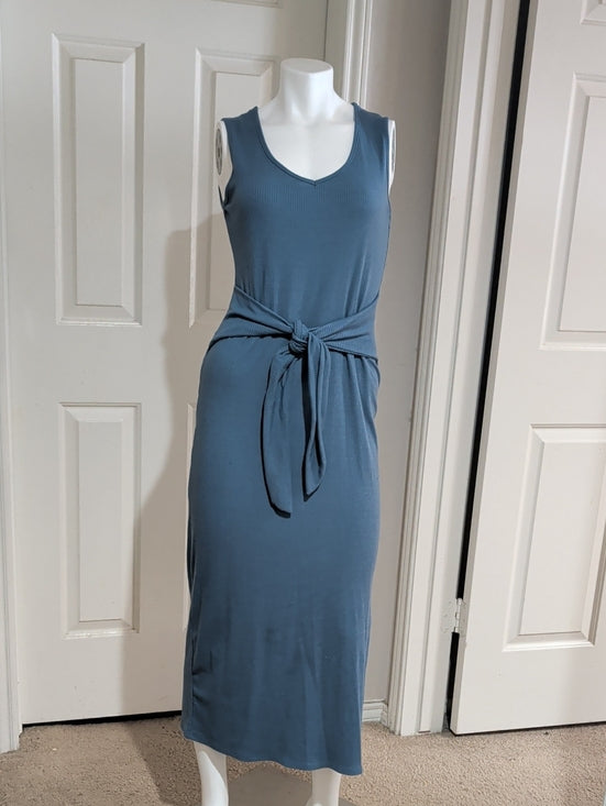 See You Monday Slate Blue Tie-Waist Midi Dress Women's XL