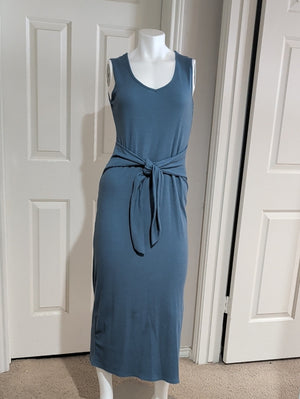 See You Monday Slate Blue Tie-Waist Midi Dress Women's XL