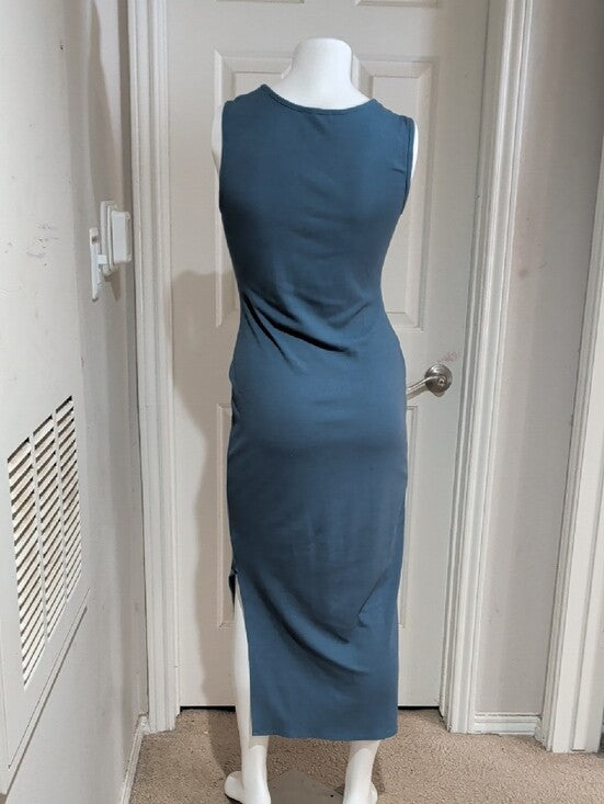 See You Monday Slate Blue Tie-Waist Midi Dress Women's XL