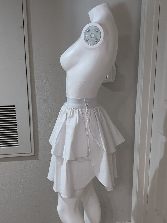 Vintage Laura Byrnes White Tiered Cotton Skirt Women's Medium