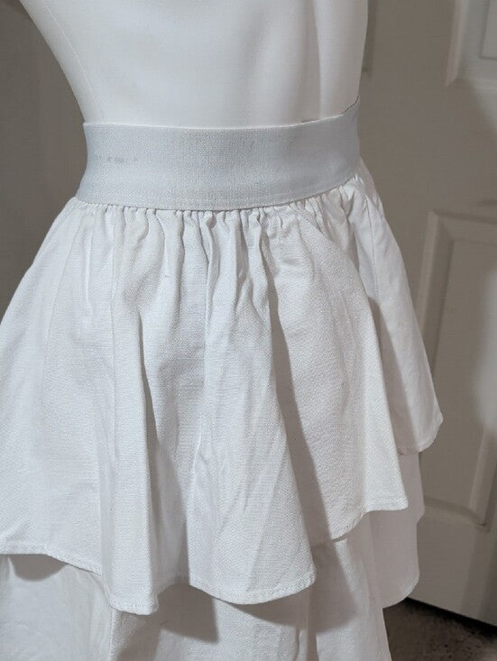 Vintage Laura Byrnes White Tiered Cotton Skirt Women's Medium