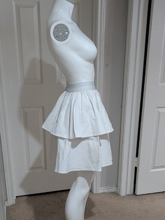 Vintage Laura Byrnes White Tiered Cotton Skirt Women's Medium