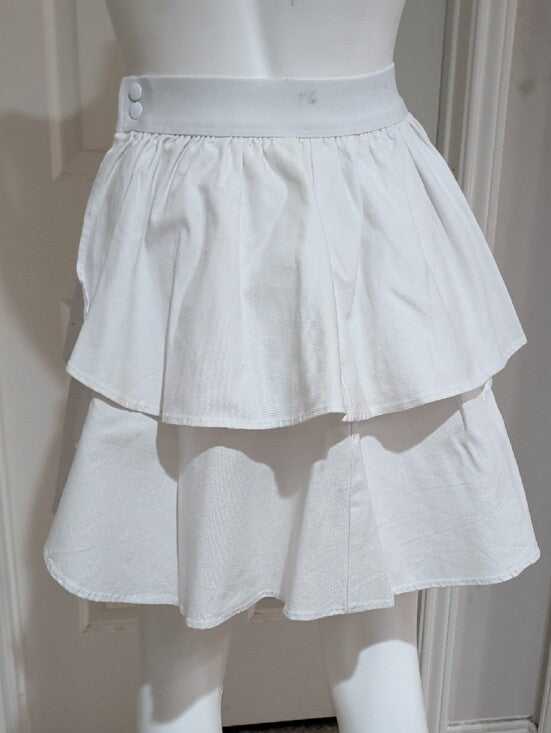 Vintage Laura Byrnes White Tiered Cotton Skirt Women's Medium