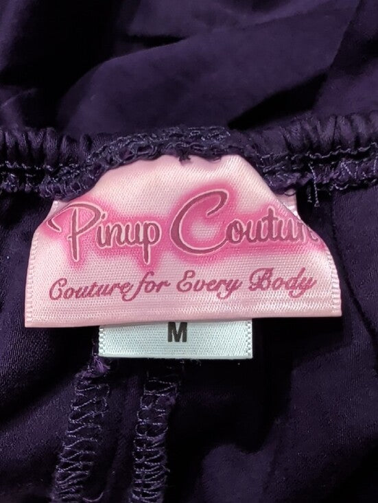 Retro Pinup Couture Deep Purple Scoop Neck Puff Sleeve Top Women's Medium