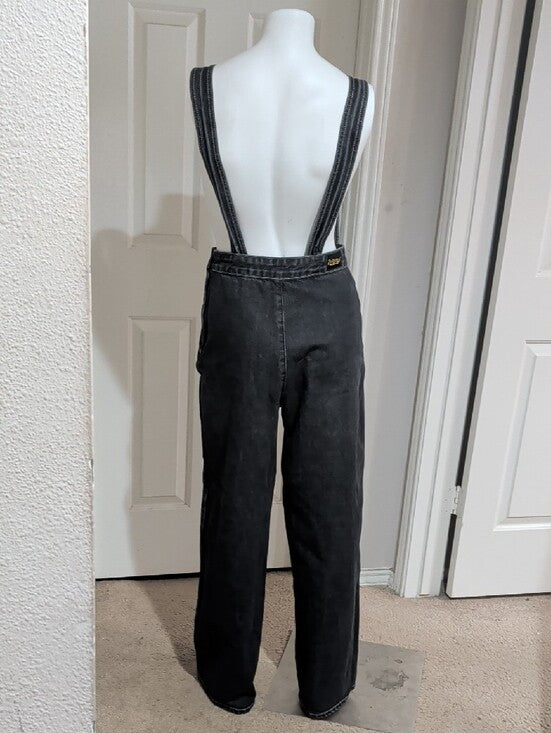 Vintage Freddie's Of Pinewood Black Denim Wide Leg Overalls Women's 28