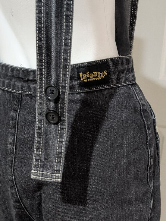 Vintage Freddie's Of Pinewood Black Denim Wide Leg Overalls Women's 28
