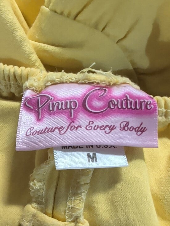 Retro Pinup Couture Yellow Puff Sleeve Square Neck Women’s Top Vintage M