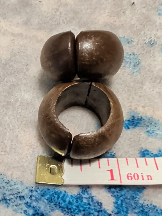 Vintage Faux Wood Round Hoop Clip-On Earrings with Silver Hardware Retro