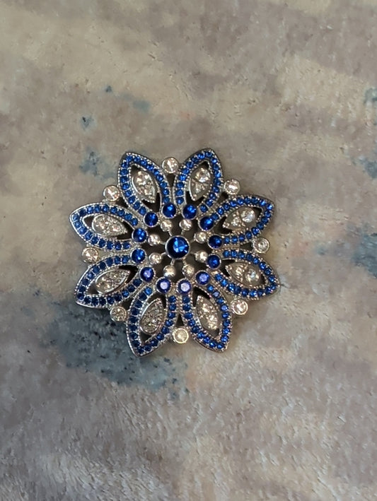 Vintage Monet Blue Crystal Floral Brooch Pin - Elegant Costume Jewelry