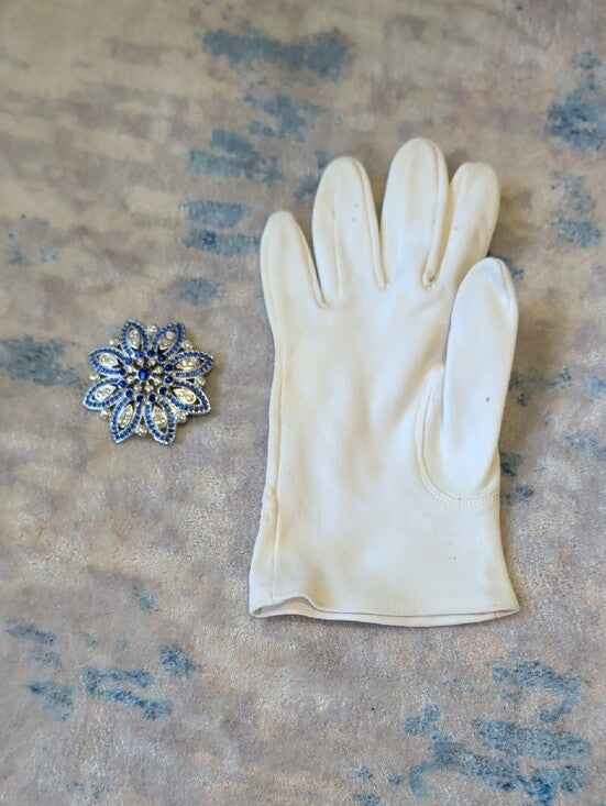 Vintage Monet Blue Crystal Floral Brooch Pin - Elegant Costume Jewelry