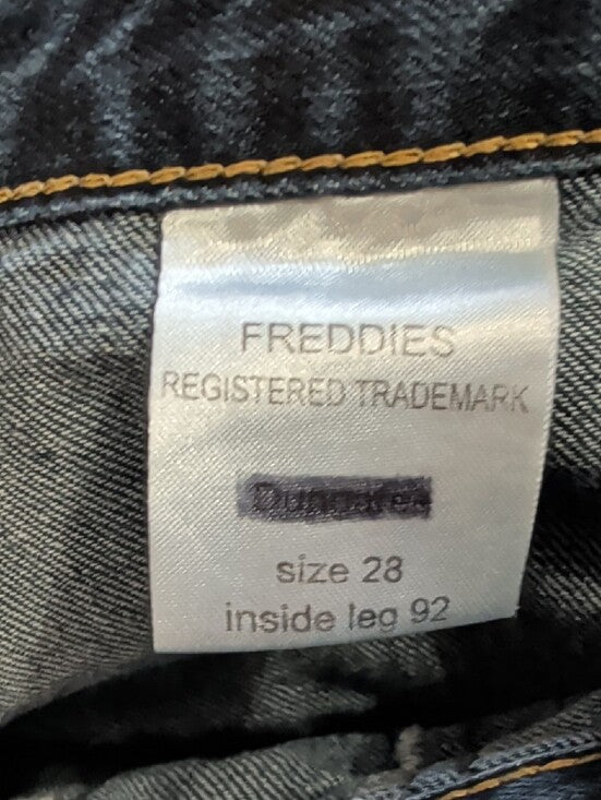 Vintage Freddie's Of Pinewood High-Rise Wide Leg Dark Denim Jeans Retro Size 28