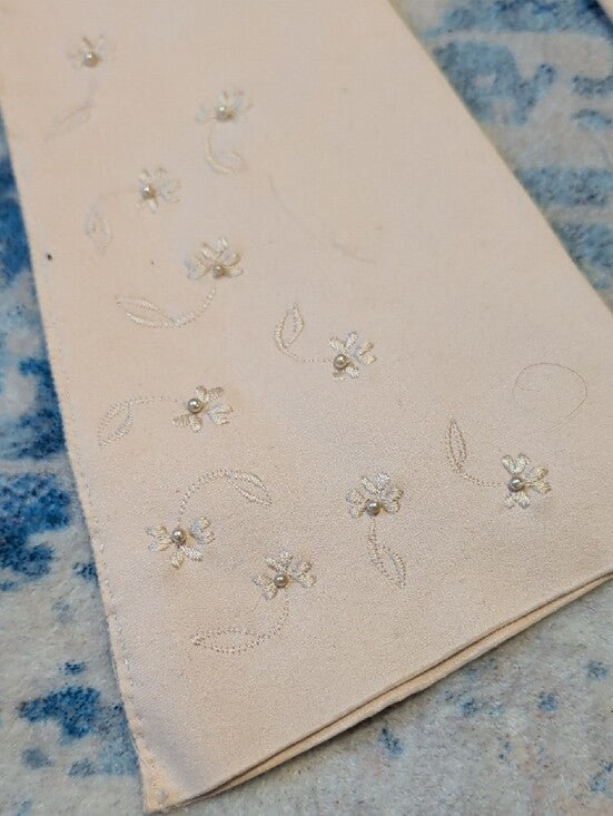 Vintage Women's Long Embroidered Evening Gloves - Cream