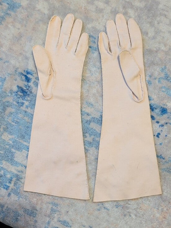 Vintage Women's Long Embroidered Evening Gloves - Cream