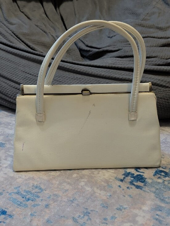 Vintage White Structured Top-Handle Women's Bag Classic