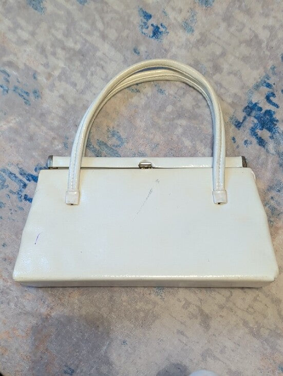 Vintage White Structured Top-Handle Women's Bag Classic
