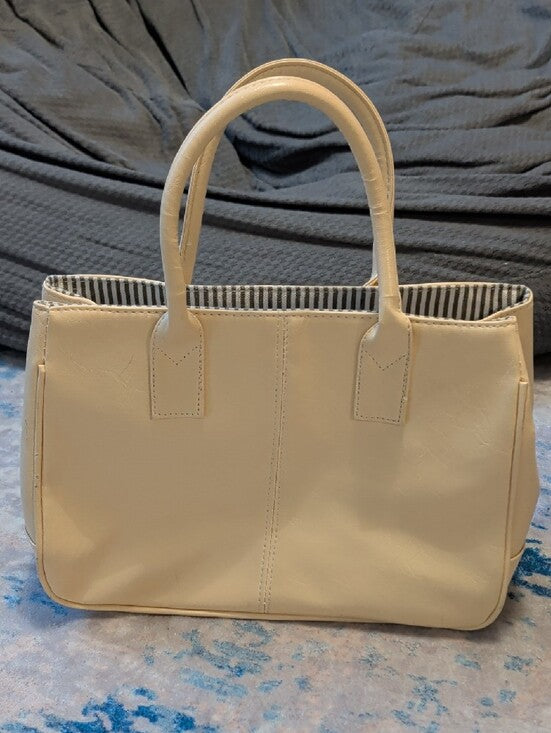 Vintage Cream Tote Handbag with Coin Purse Classic