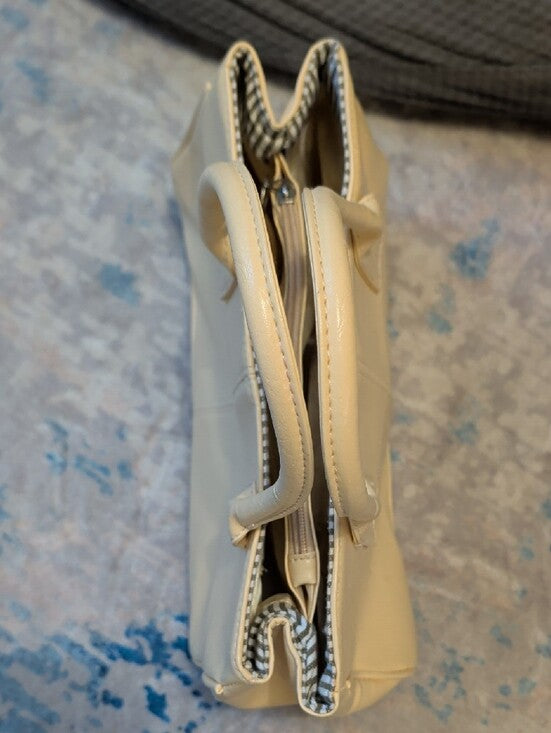 Vintage Cream Tote Handbag with Coin Purse Classic
