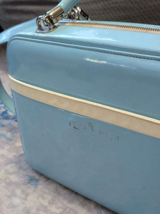 Retro Pinup Couture Light Blue Structured Top-Handle Shoulder Bag Vintage