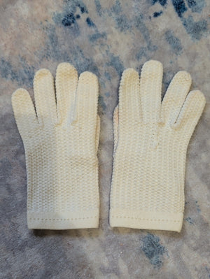 Vintage Cream Textured Knit Gloves Classic Retro XSmall