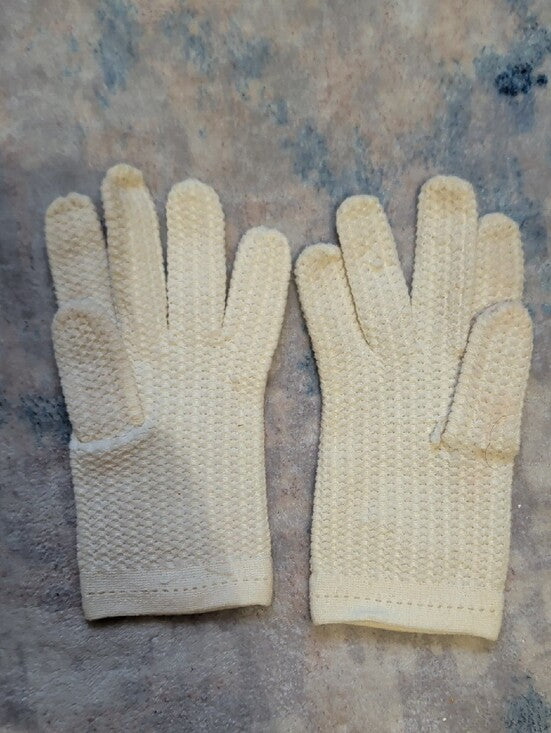 Vintage Cream Textured Knit Gloves Classic Retro XSmall