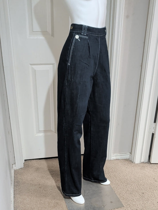 Vintage Freddie's Of Pinewood Blue Women's Wide-Leg Pants - Classic Minimal - 28