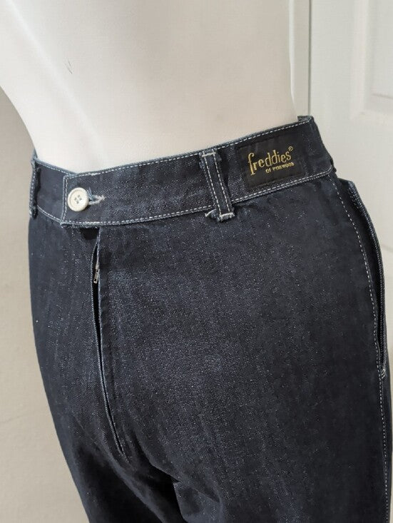 Vintage Freddie's Of Pinewood Blue Women's Wide-Leg Pants - Classic Minimal - 28