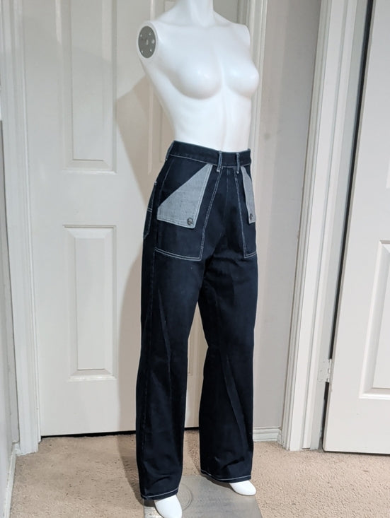 Vintage Freddie's Of Pinewood High-Waist Contrast Pocket Wide-Leg Pants Pinup 28