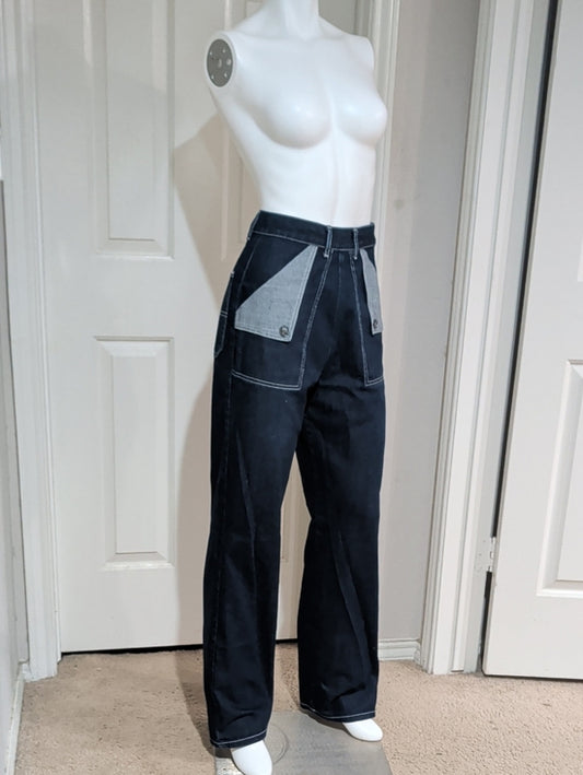 Vintage Freddie's Of Pinewood High-Waist Contrast Pocket Wide-Leg Pants Pinup 28