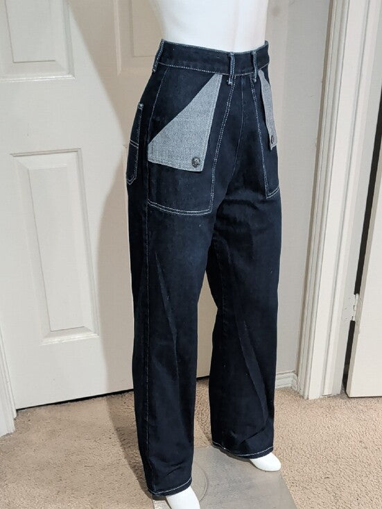Vintage Freddie's Of Pinewood High-Waist Contrast Pocket Wide-Leg Pants Pinup 28