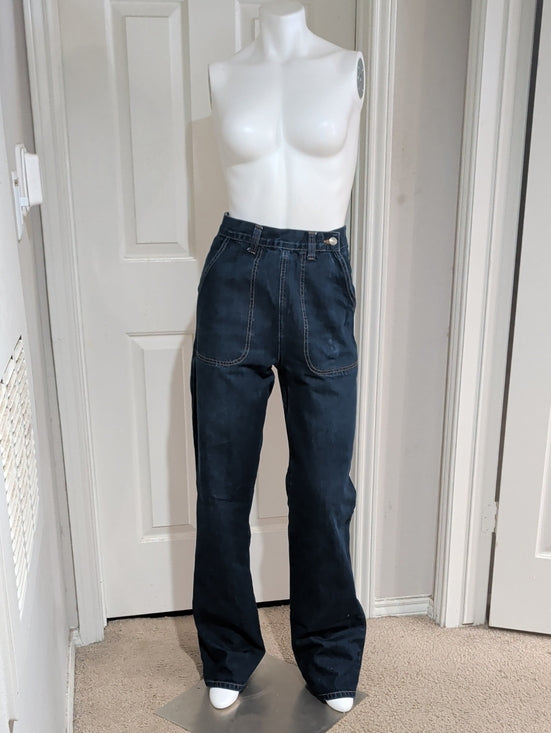 RARE Vintage Freddie's Of Pinewood Women's Dark Navy Straight-Leg Workwear Jeans 28