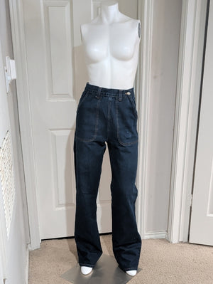 RARE Vintage Freddie's Of Pinewood Women's Dark Navy Straight-Leg Workwear Jeans 28