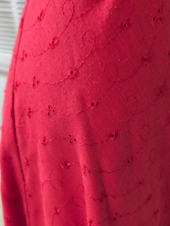 Vintage Stop Staring Red Fit-and-Flare Midi Dress with Black Trim Retro Women's Medium