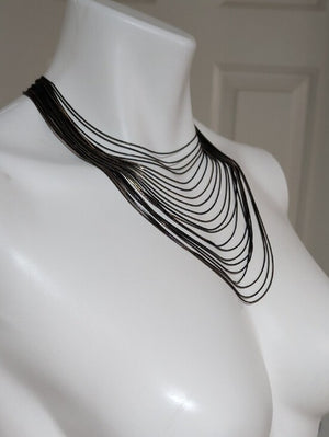 Lovisa Multi-Strand Black & Gold Plated Fine Snakechain Layered Necklace 15"
