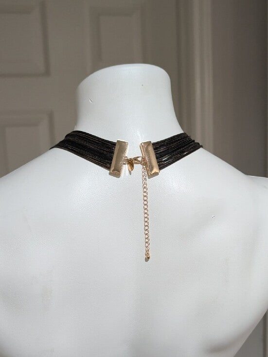 Lovisa Multi-Strand Black & Gold Plated Fine Snakechain Layered Necklace 15"