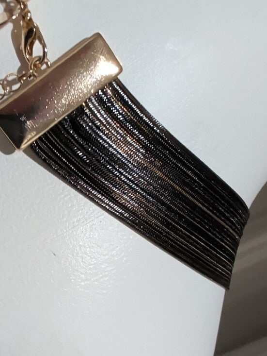 Lovisa Multi-Strand Black & Gold Plated Fine Snakechain Layered Necklace 15"