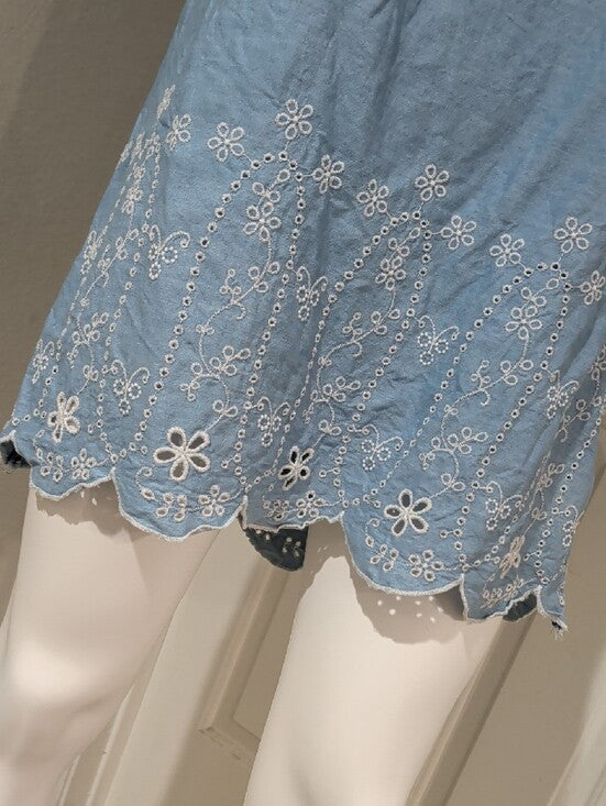 Old Navy Light Blue Chambray Off-Shoulder Mini Dress Women's Small
