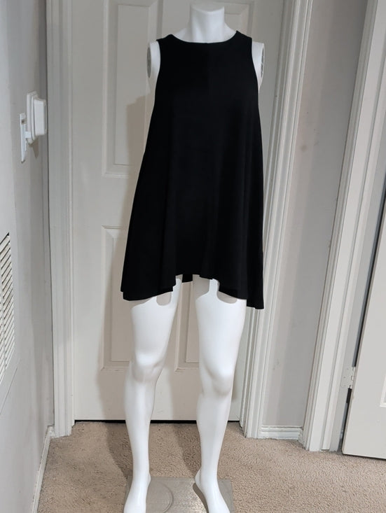 Lida Kate Black Faux Suede A-Line Asymmetrical Tunic Large