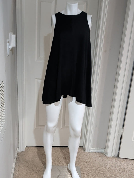 Lida Kate Black Faux Suede A-Line Asymmetrical Tunic Large