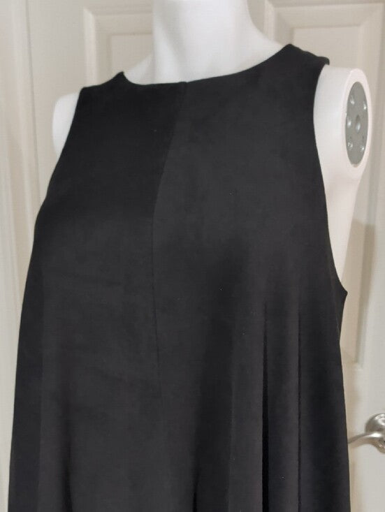 Lida Kate Black Faux Suede A-Line Asymmetrical Tunic Large