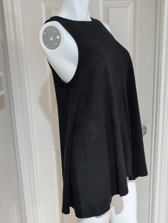 Lida Kate Black Faux Suede A-Line Asymmetrical Tunic Large