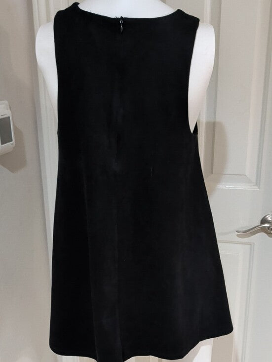 Lida Kate Black Faux Suede A-Line Asymmetrical Tunic Large