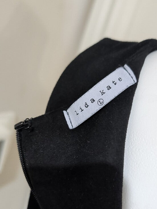 Lida Kate Black Faux Suede A-Line Asymmetrical Tunic Large
