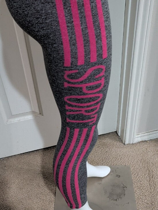 Classic Gray & Pink Sport Active Tank and Leggings Set O/S
