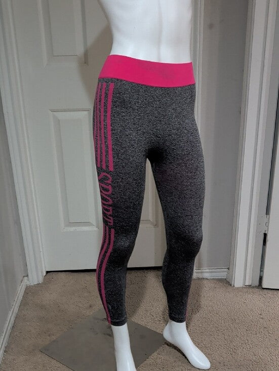 Classic Gray & Pink Sport Active Tank and Leggings Set O/S