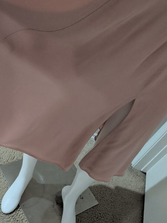 Reformation Blush Pink Midi Dress W/ Elegant Off-Shoulder Sleeves Women's 2