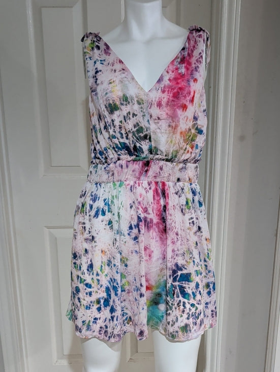 Madison Marcus Multicolor Tie-Dye V-Neck Mini Dress - Mod Multi-Color Small