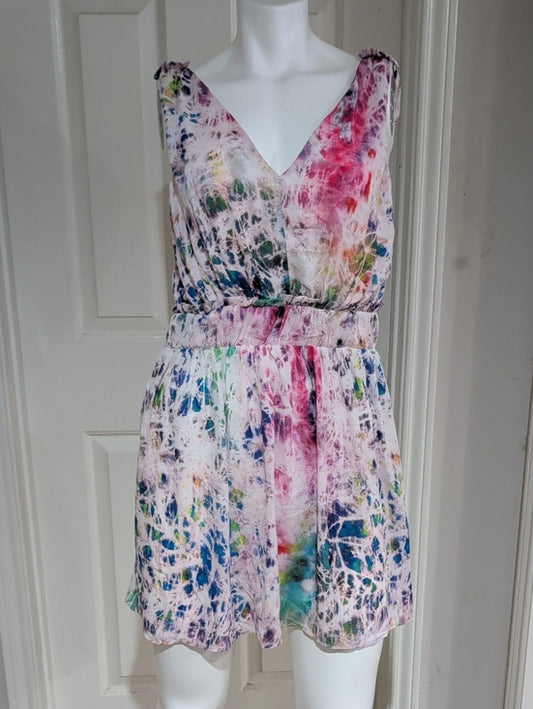 Madison Marcus Multicolor Tie-Dye V-Neck Mini Dress - Mod Multi-Color Small