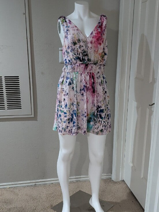 Madison Marcus Multicolor Tie-Dye V-Neck Mini Dress - Mod Multi-Color Small