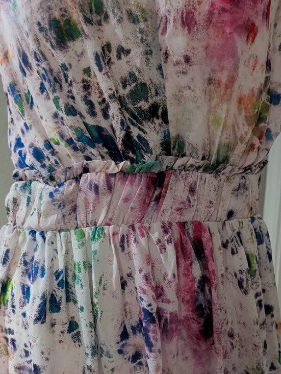 Madison Marcus Multicolor Tie-Dye V-Neck Mini Dress - Mod Multi-Color Small